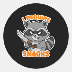 Funny Racoon I Require Snacks Halloween Humour Car Classic Round Sticker