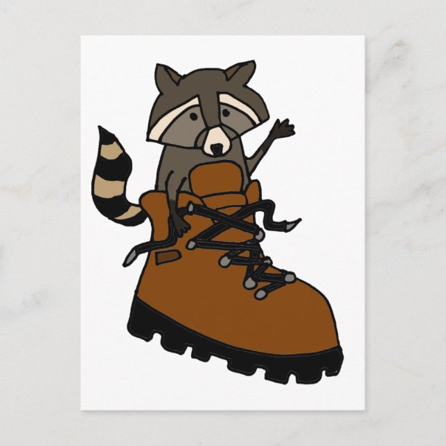 Funny Racoon in Hiking Boot Postcard (Front)