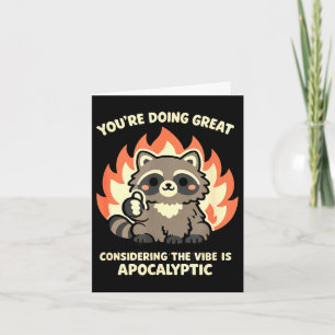 Funny racoon kawaii mental health apocalyptic vib card