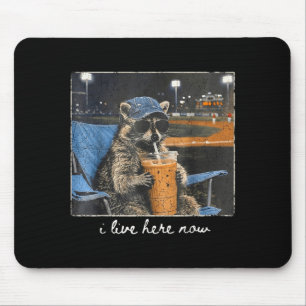 Funny Racoon Live Here Cute Animal Baseball Lover Mouse Pad