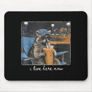 Funny Racoon Live Here Cute Animal Baseball Lover Mouse Pad