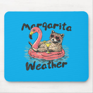 Funny Racoon Margarita Summer Vibes Beach Mouse Pad