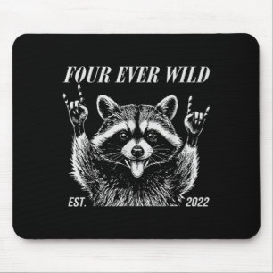 Funny Racoon Meme Four Wild 4th Birthday Kids Mouse Pad