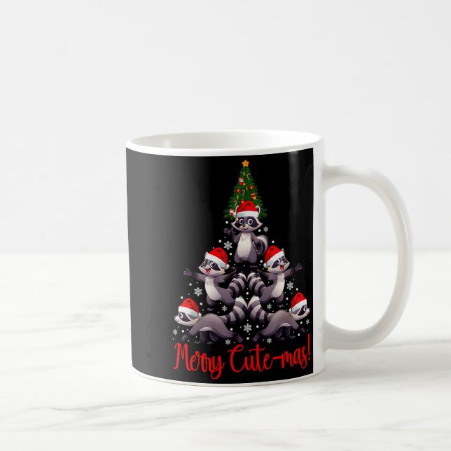 Funny Racoon Merry Cute-mas Racoon Family Christma Coffee Mug (Right)