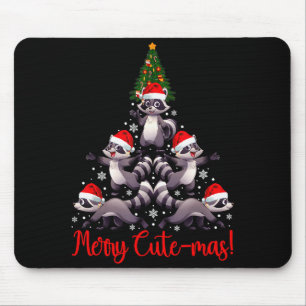 Funny Racoon Merry Cute-mas Racoon Family Christma Mouse Pad