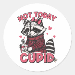 Funny Racoon Not Today Cupid Valentine Meme Valent Classic Round Sticker