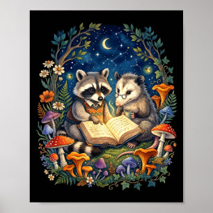 Funny racoon opossum cottagecore fairycore poster