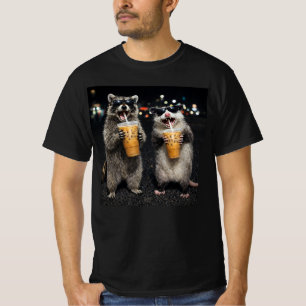Funny Racoon Opossum Drinking Iced Coffee – Anima T-Shirt
