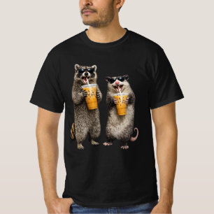 Funny Racoon Opossum Drinking Iced Coffee Shirt,  T-Shirt