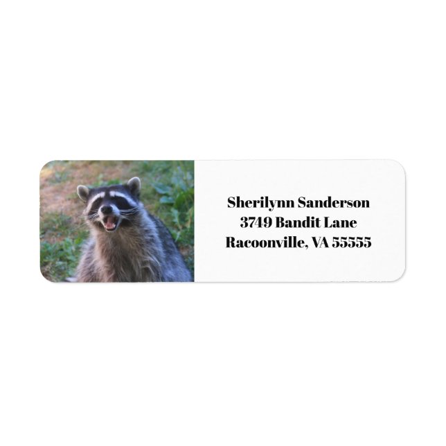 Funny Racoon Photograph Return Address Label (Front)