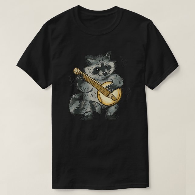 Funny Racoon playing banjo Raccoons Animal T-Shirt (Design Front)