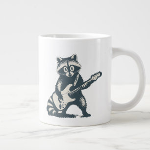 Funny Racoon Playing Electric Guitar Large Coffee Mug