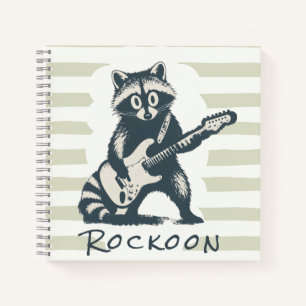Funny Racoon Playing Electric Guitar Notebook