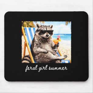 Funny racoon popsicle summer animal sunglasses mouse pad