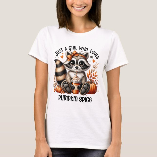 Funny Racoon Pumpkin Spice Fall T-Shirt (Front)