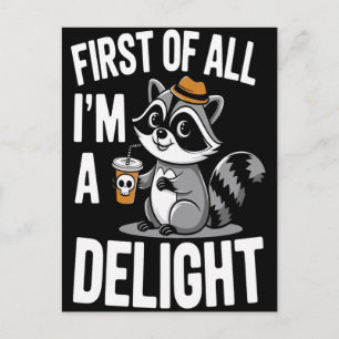 Funny racoon, racoon girl, racoon gifts, 2026,  holiday postcard