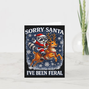 Funny Racoon Riding Reindeer Sorry Santa Christma Card