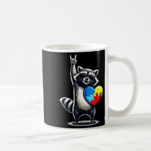 Funny racoon rock on tism men women kids autism  coffee mug