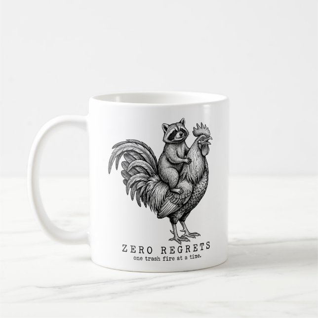 Funny Racoon Rooster Mug Sarcastic Gift Humour (Left)
