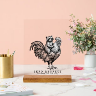 Funny Racoon Rooster Sign Sarcastic Home Decor
