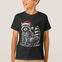 Funny Racoon Santa Hat Christmas Tree Lights Paja