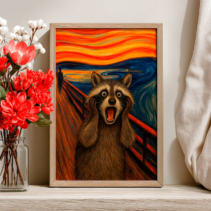 Funny Racoon Scream Inspired Poster