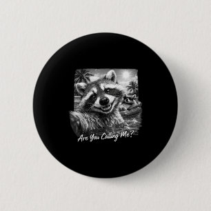 Funny racoon selfie pool party are calling 6 cm round badge