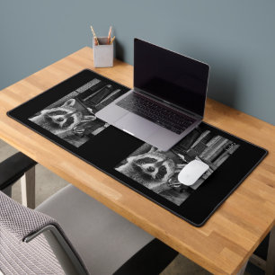 Funny Racoon Selfie Racoon Funny Racoon Desk Mat