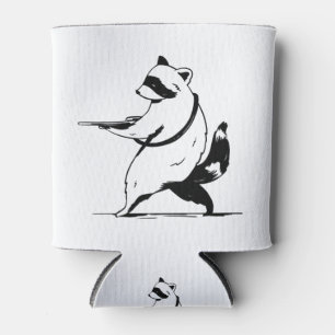 Funny Racoon Shooter Can Cooler