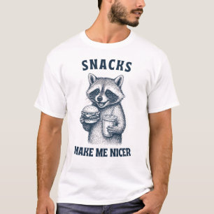 Funny Racoon Snacks Humour Fast Food Animal Design T-Shirt