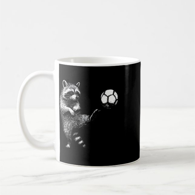 Funny Racoon Soccer Ll  Coffee Mug (Left)