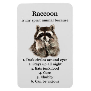 Funny Racoon Spirit Animal Humour Cute Watercolor Magnet