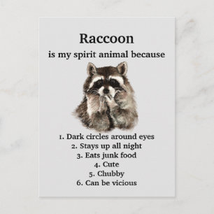 Funny Racoon Spirit Animal Humour Cute Watercolor Postcard