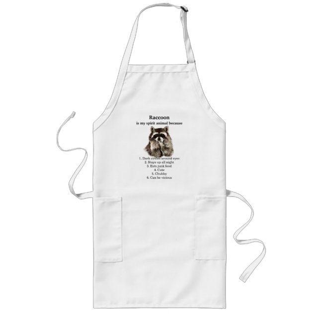 Funny Racoon Spirit Animal Humour Long Apron (Front)