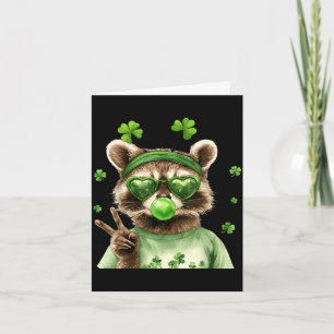 Funny racoon st patrick's day lucky irish funny card