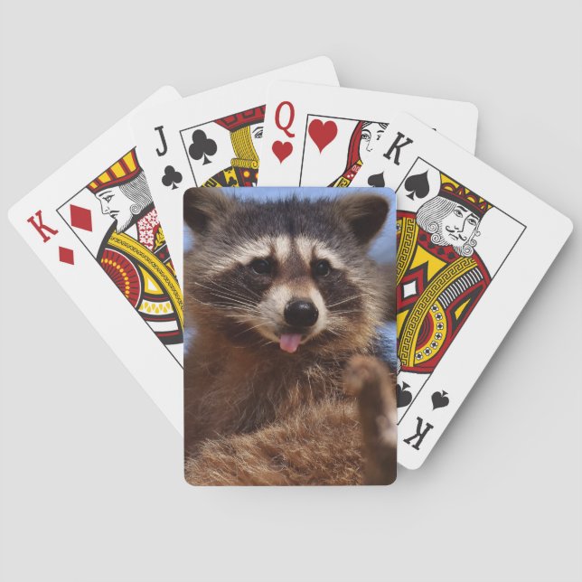 Funny Racoon Sticking It's Tongue Out Playing Cards (Back)