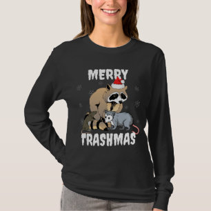 Funny Racoon Street Animal Merry Trashmas Festive T-Shirt