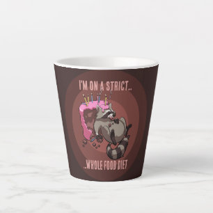 Funny Racoon Strict Whole Food Diet Cartoon Latte Mug