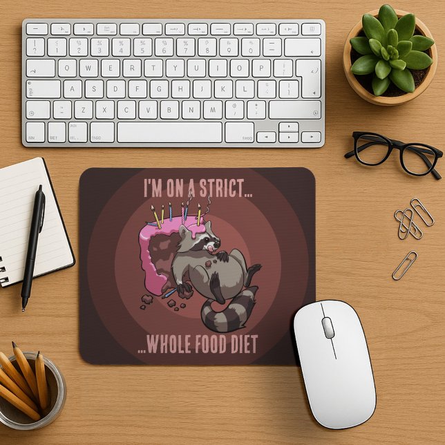 Funny Racoon Strict Whole Food Diet Cartoon Mouse Pad (Creator Uploaded)