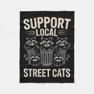 Funny Racoon Sungles Vintage Support Local Street Fleece Blanket