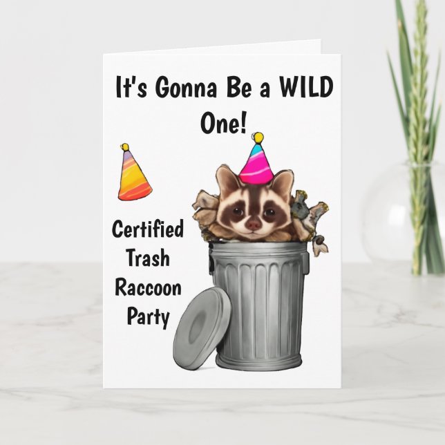Funny Racoon Trash Can Birthday Design Invitation (Front)