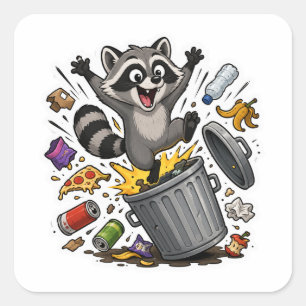 Funny Racoon Trash Chaos Cartoon Sticker