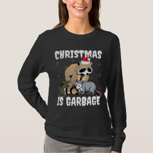 Funny Racoon Trash Gang Festive Meme Christmas Is T-Shirt