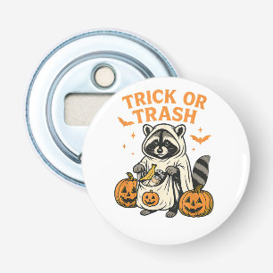 Funny Racoon Trick or Trash Halloween Bottle Opener