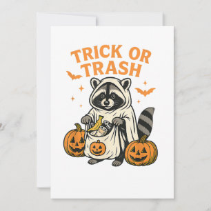 Funny Racoon Trick or Trash Halloween Invitation