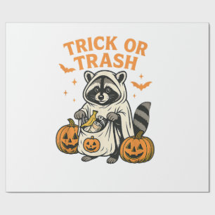 Funny Racoon Trick or Trash Halloween Wrapping Paper