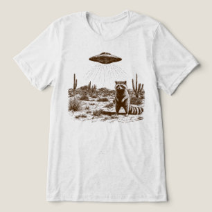 Funny Racoon UFO Alien Abduction Desert Tri-Blend Shirt