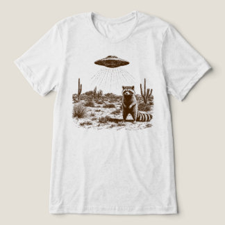 Funny Racoon UFO Alien Abduction Desert Tri-Blend Shirt