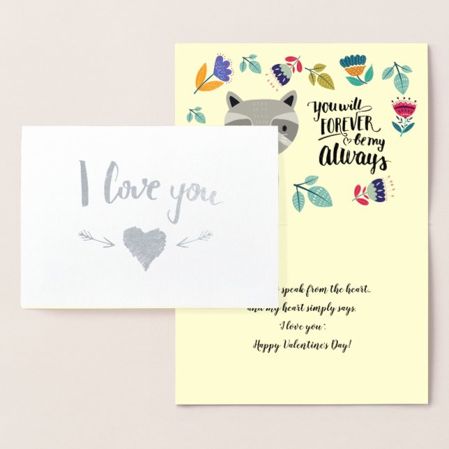 Funny Racoon Valentine's Day Foil Card (Display)