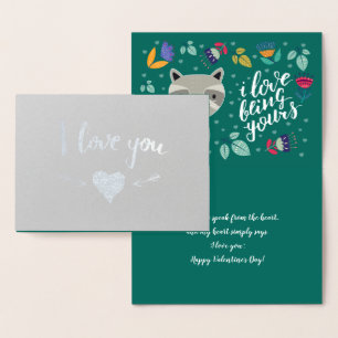 Funny Racoon Valentine's Day  Foil Card